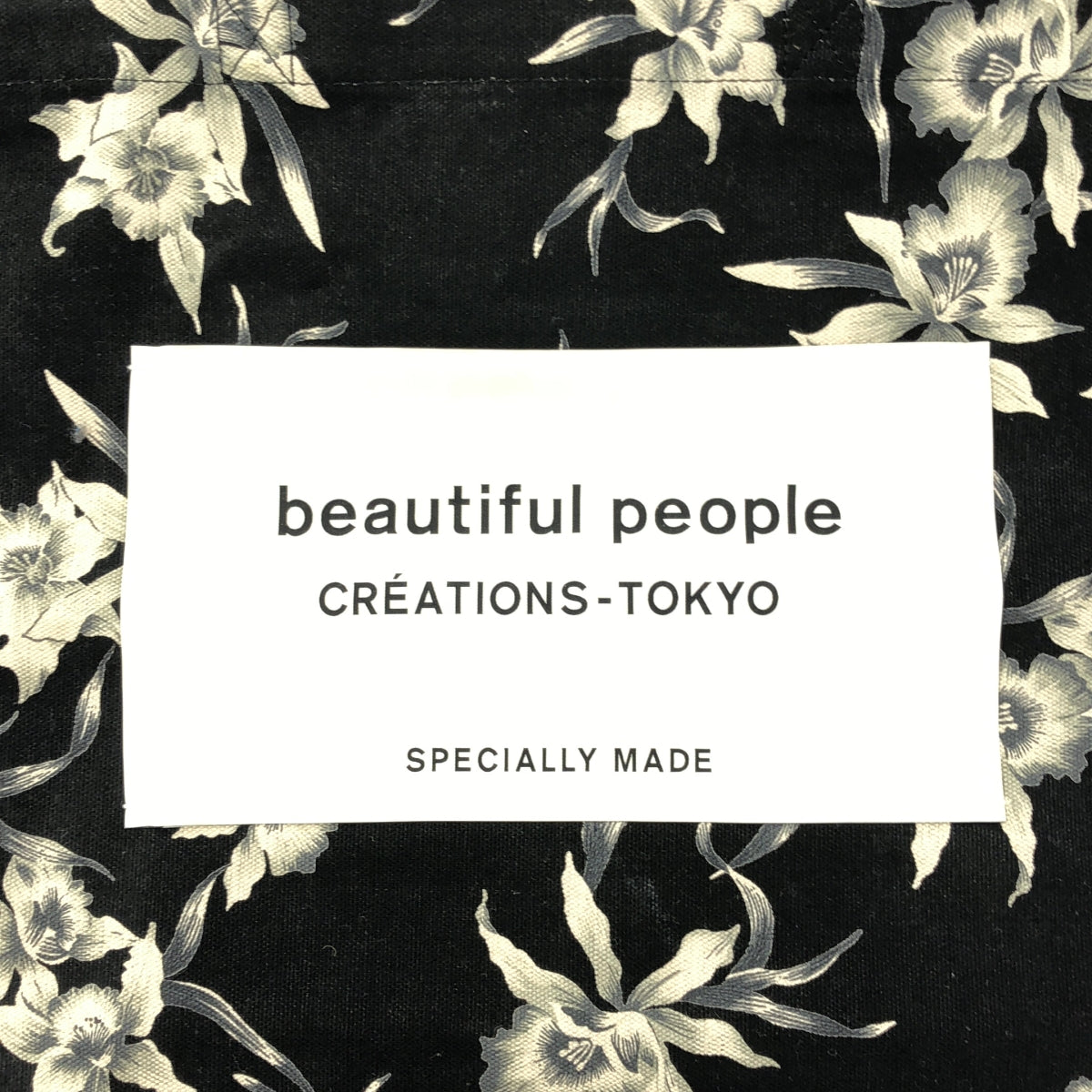 beautiful people / ビューティフルピープル | 花柄 キャンバス トートバッグ | ブラック / ホワイト | レディース