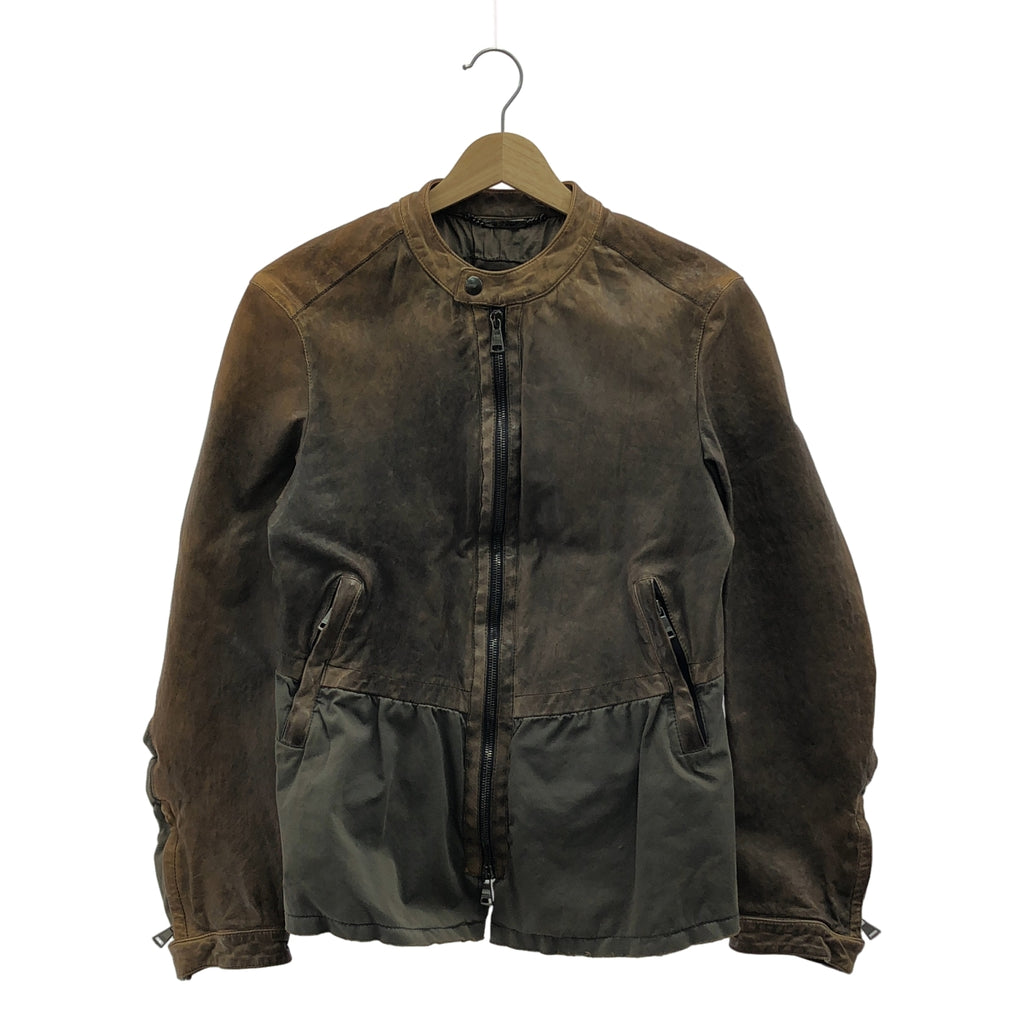 DOLCE＆GABBANA / ドルチェ＆ガッバーナドルガバ | レザー コットン 切替 ライダースジャケット | 46 |