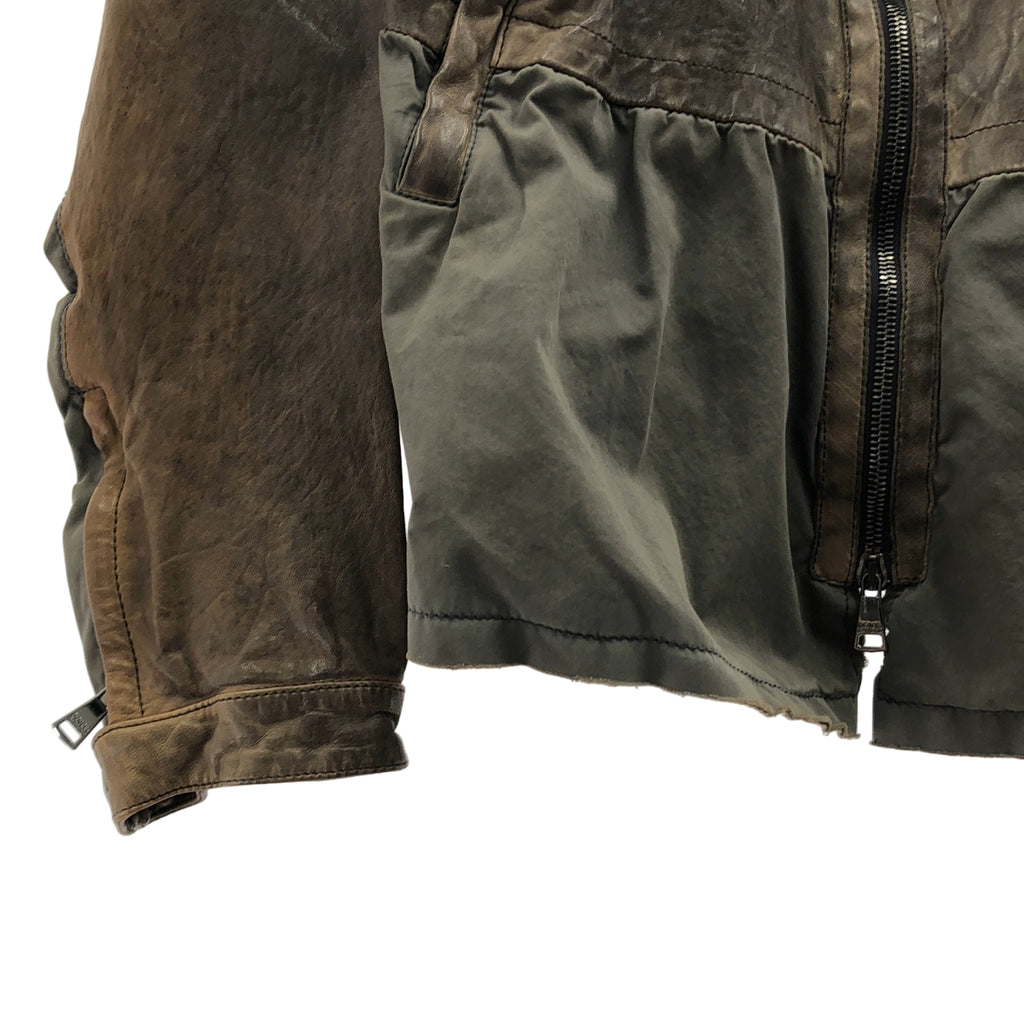 DOLCE＆GABBANA / ドルチェ＆ガッバーナドルガバ | レザー コットン 切替 ライダースジャケット | 46 |