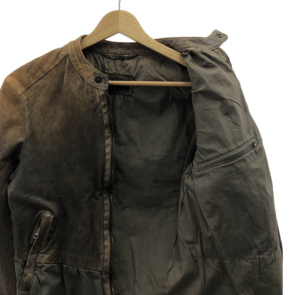 DOLCE＆GABBANA / ドルチェ＆ガッバーナドルガバ | レザー コットン 切替 ライダースジャケット | 46 |