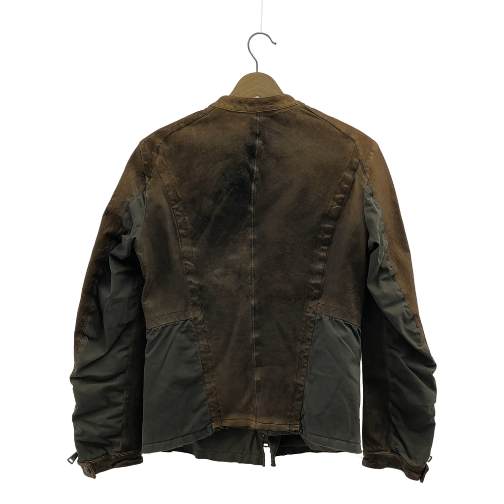 DOLCE＆GABBANA / ドルチェ＆ガッバーナドルガバ | レザー コットン 切替 ライダースジャケット | 46 |