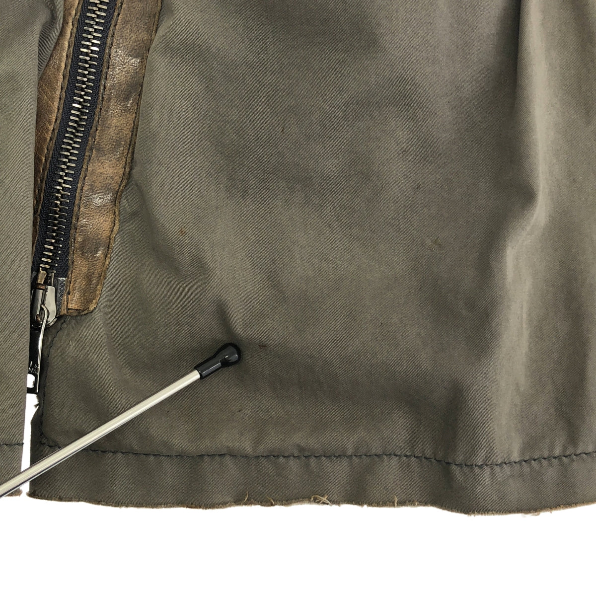 DOLCE＆GABBANA / ドルチェ＆ガッバーナドルガバ | レザー コットン 切替 ライダースジャケット | 46 |