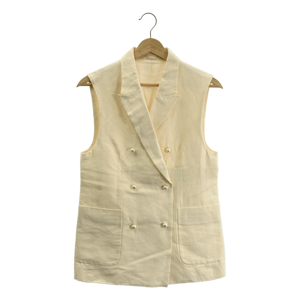 ANAYI / アナイ | リネン コットン パールボタン ダブルブレスト テーラード ジレ ベスト | 36 | アイボリー | レディース