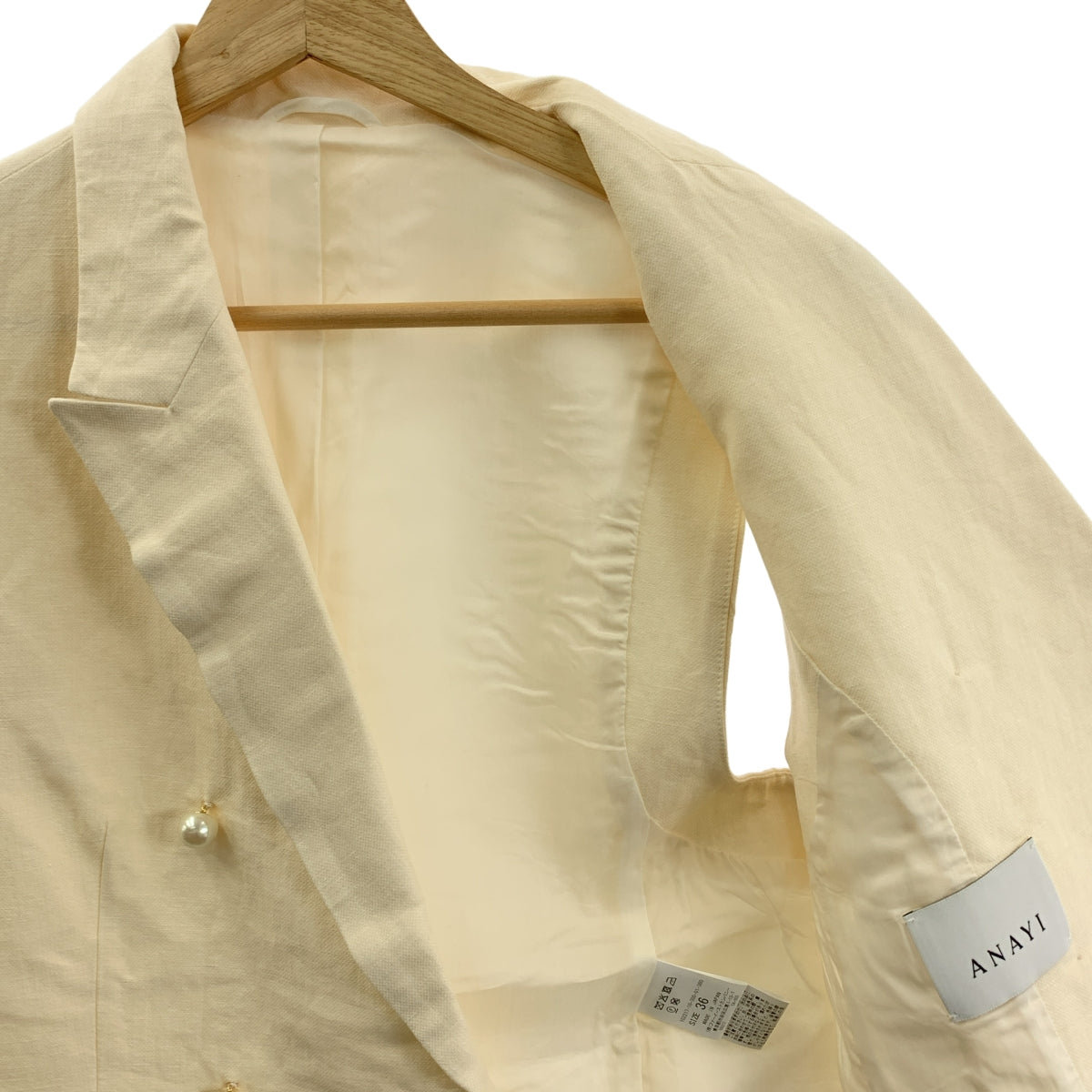 ANAYI / アナイ | リネン コットン パールボタン ダブルブレスト テーラード ジレ ベスト | 36 | アイボリー | レディース