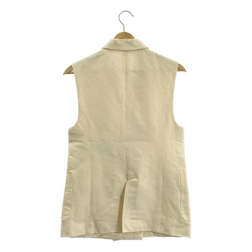 ANAYI / アナイ | リネン コットン パールボタン ダブルブレスト テーラード ジレ ベスト | 36 | アイボリー | レディース