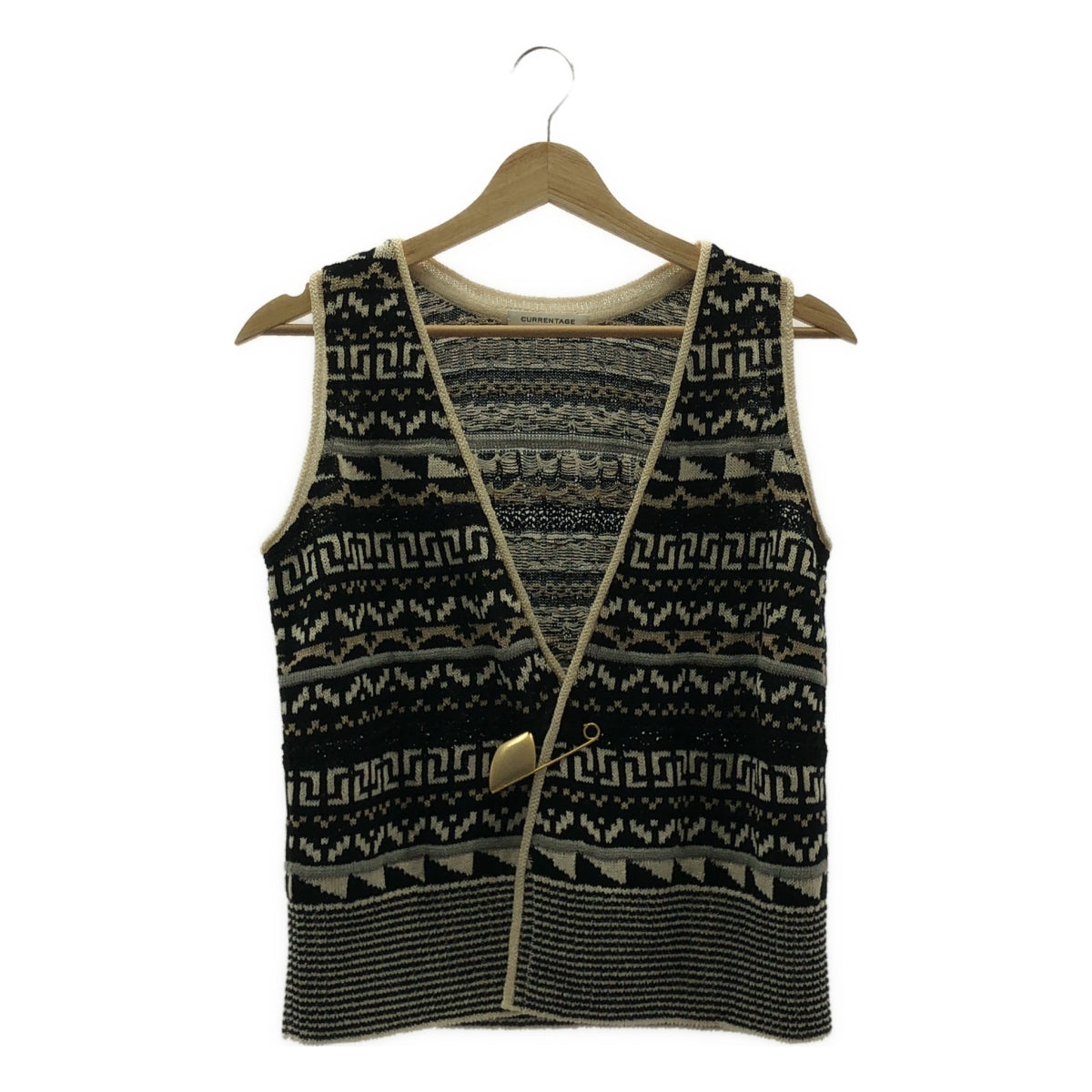 當前年齡 |帶別針的亞麻棉針織背心 | F |黑色 |女性的