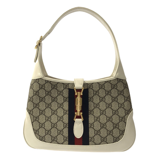 【美品】  GUCCI / グッチ | JACKIE 1961 / 636706 GG スプリーム ジャッキー レザー ハンドバッグ | グレー/エクリュ系 | レディース