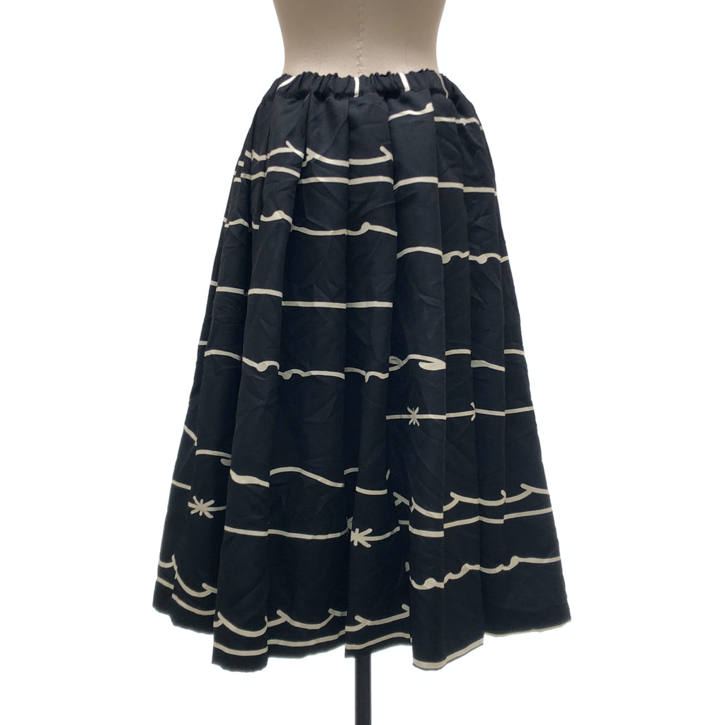 BLACK COMME des GARCONS / ブラックコムデギャルソン | 2025AW | ポリエステル 総柄 ドローストリング ボリューム スカート | M | レディース