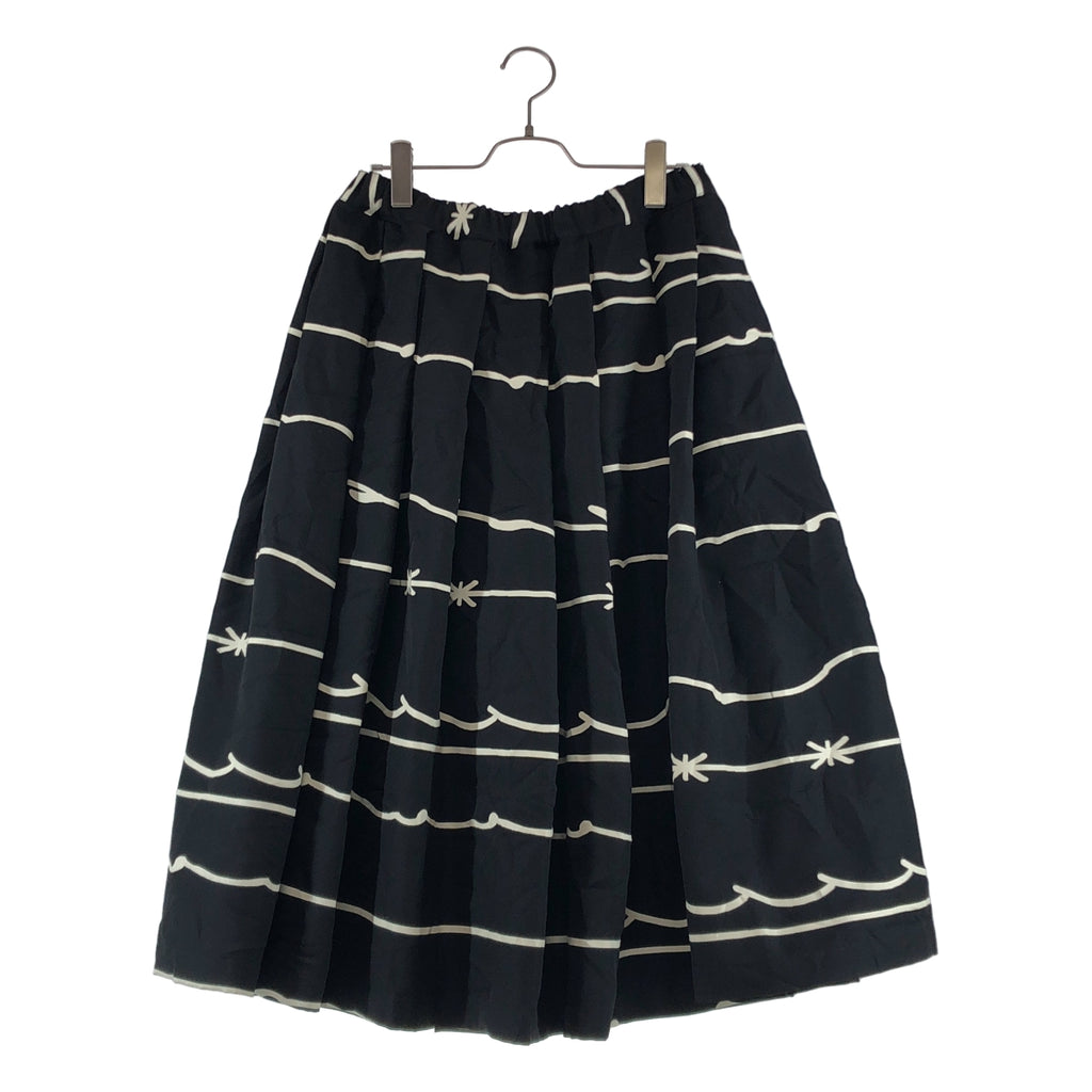 BLACK COMME des GARCONS / ブラックコムデギャルソン | 2025AW | ポリエステル 総柄 ドローストリング ボリューム スカート | M | レディース