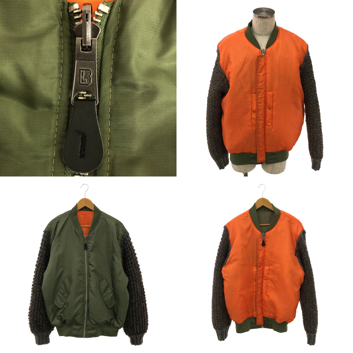 BLESS | Sleevebomber Nylon Knit / Mixed material docking knit sleeve MA-1 military flight blouson jacket | L | Men's