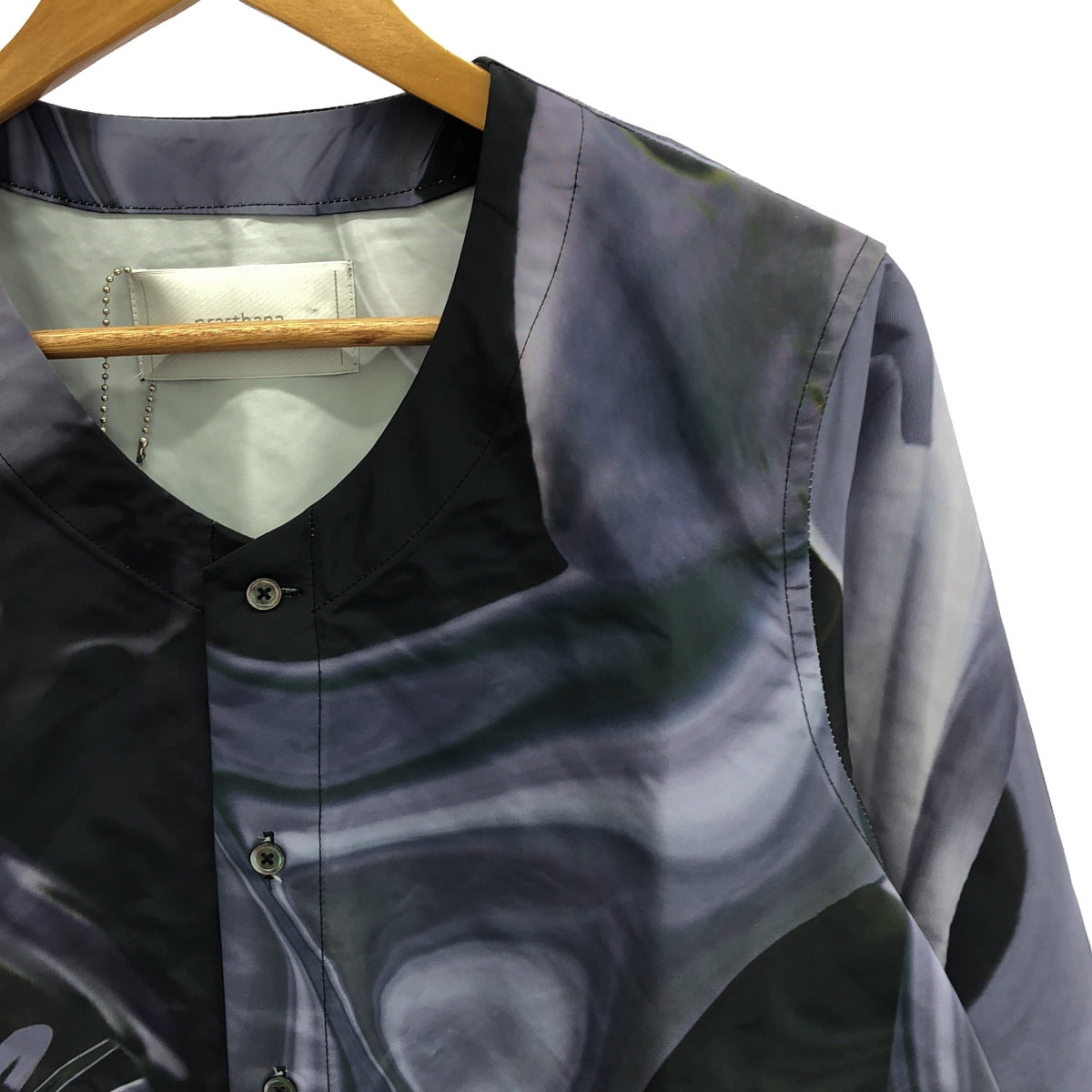 【新品】  prasthana / プラスターナ | no collar shirt [clg/fw#1] / シャツ | S | ブラック柄 | メンズ