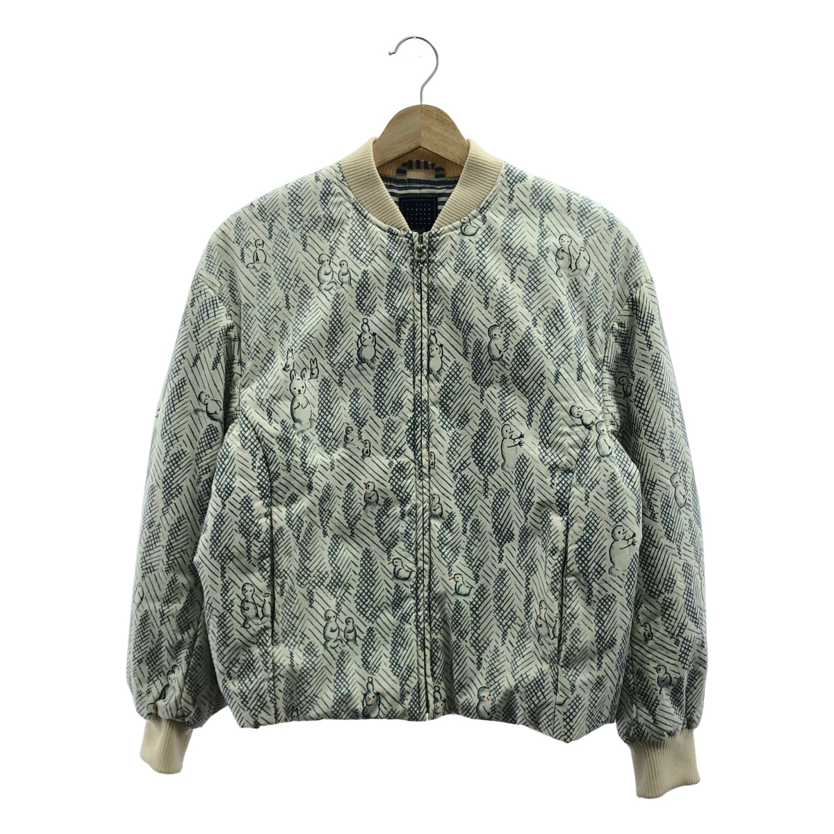 【美品】  mina perhonen / ミナペルホネン | 2023AW | Iumiukko ルミウッコ / 総柄 サイドジップスリット ブルゾン | 36 | ホワイト / ブルー | レディース