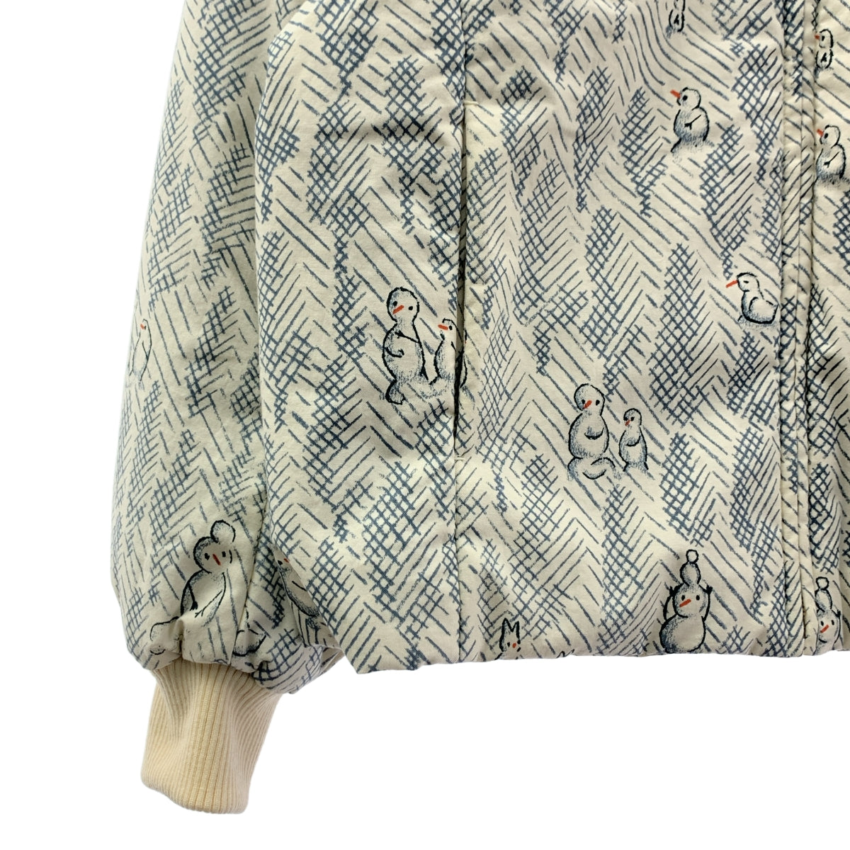 【美品】  mina perhonen / ミナペルホネン | 2023AW | Iumiukko ルミウッコ / 総柄 サイドジップスリット ブルゾン | 36 | ホワイト / ブルー | レディース