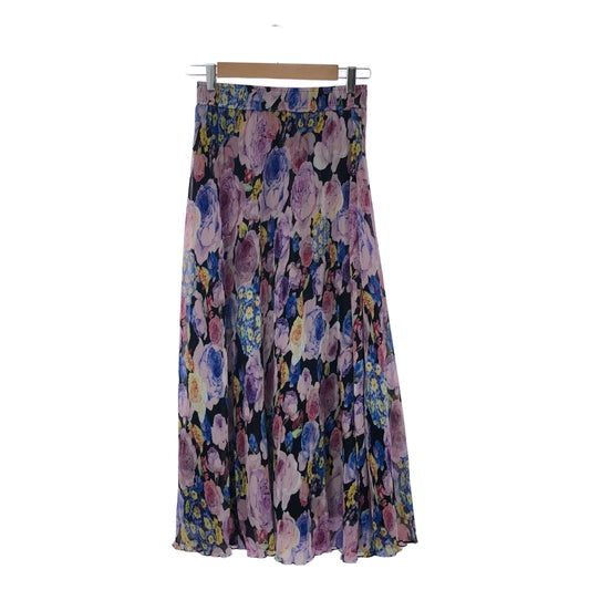 Ganni | All-over pattern georgette pleated flower print skirt / fully lined | 34 | Women's