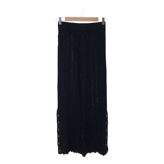 Uhr | Cotton Silk Crochet Knit Pants | Black | Women's