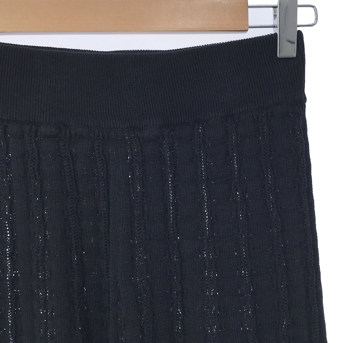 Uhr | Cotton Silk Crochet Knit Pants | Black | Women's