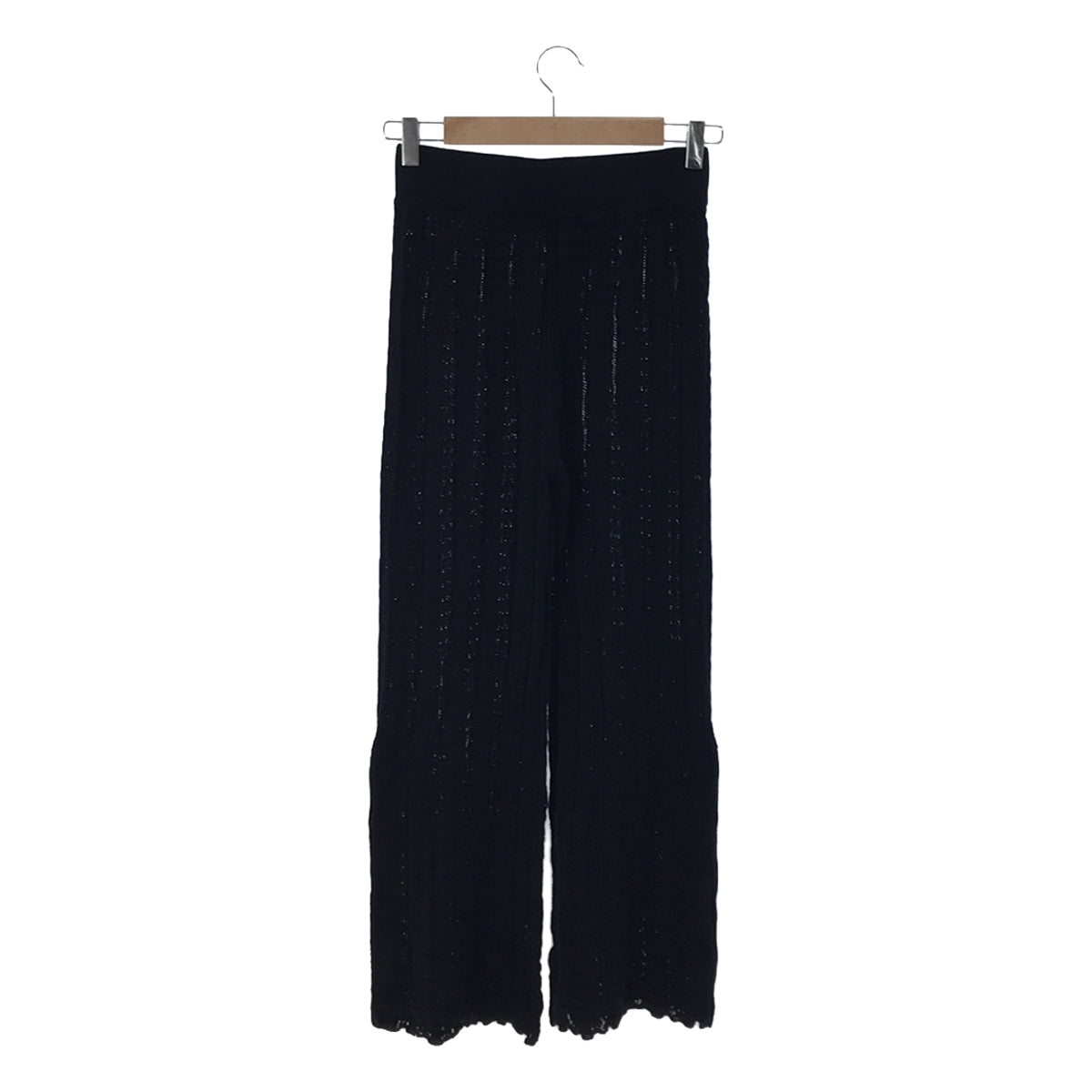 Uhr | Cotton Silk Crochet Knit Pants | Black | Women's