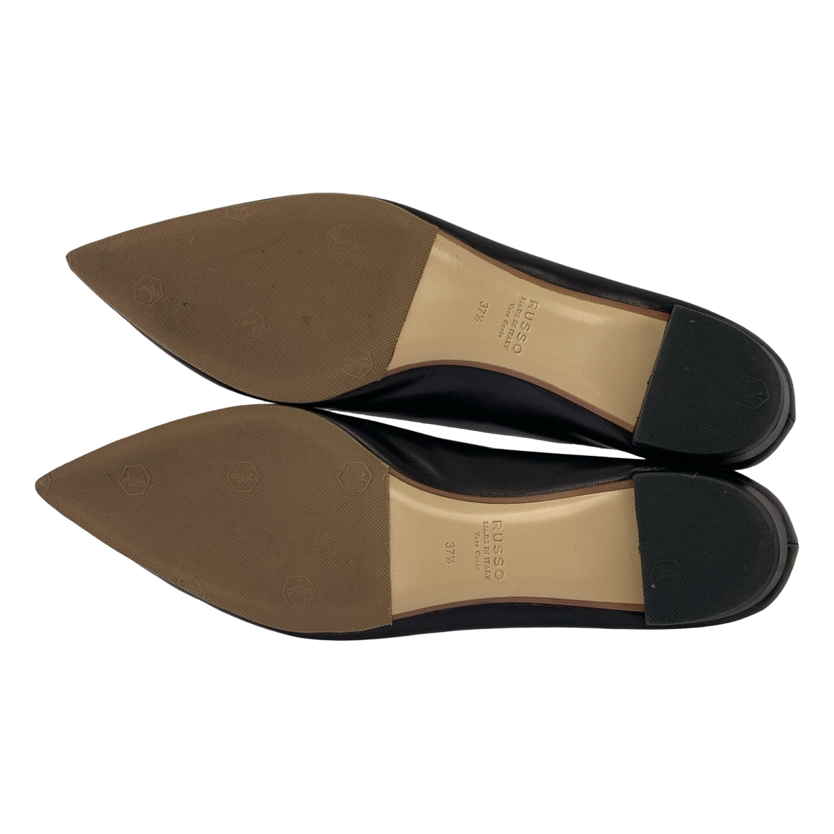 【美品】  FRANCESCO RUSSO / フランチェスコルッソ | ポインテッドトゥ レザー パンプス | 37.5 | ブラック | レディース