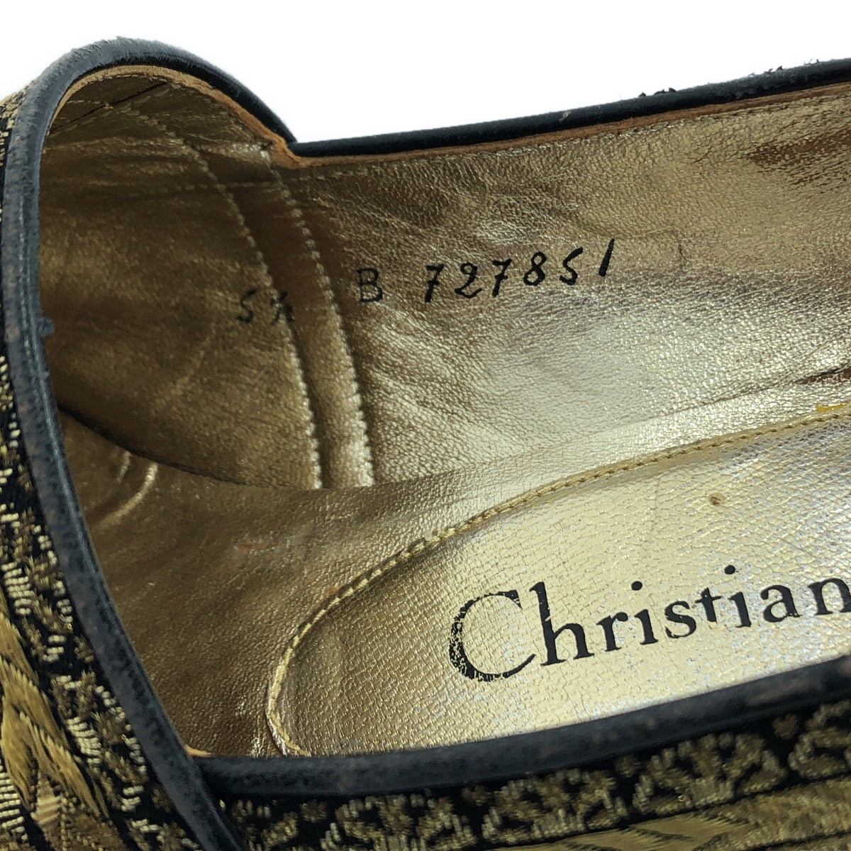 Christian Dior / 기독교 디올 | 총 무늬 자수 힐 펌프스 | 35 1/2 | 골드 | 여성