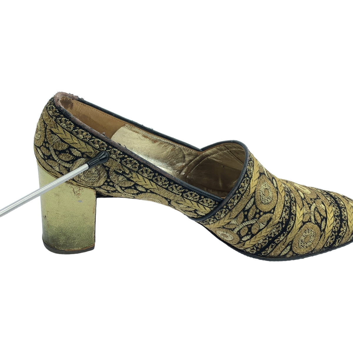 Christian Dior / 기독교 디올 | 총 무늬 자수 힐 펌프스 | 35 1/2 | 골드 | 여성