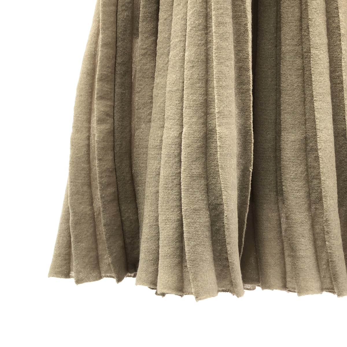 FOXEY / フォクシー | PLEATS KNIT DRESS ポリエステルリネン プリーツ ニットワンピース | 38 | ベージュ | レディース