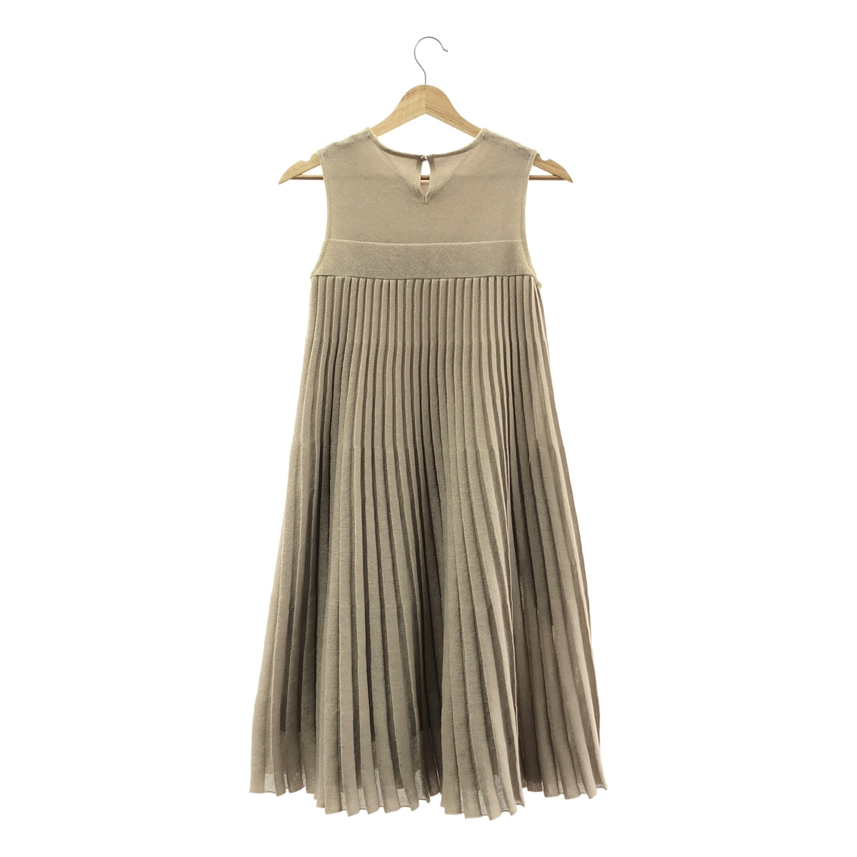 FOXEY / フォクシー | PLEATS KNIT DRESS ポリエステルリネン プリーツ ニットワンピース | 38 | ベージュ | レディース