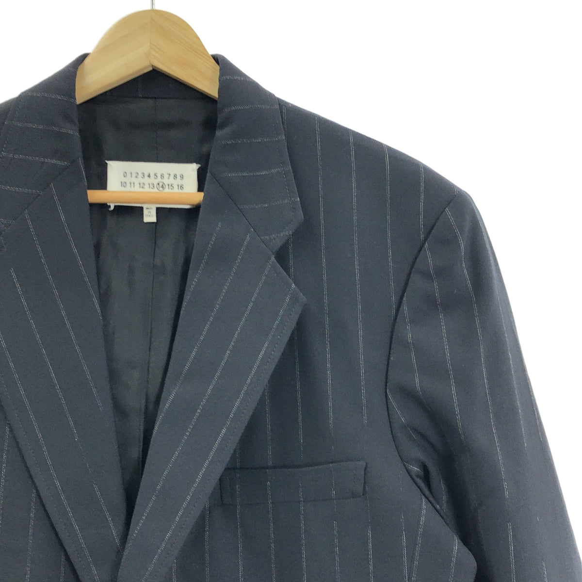 Maison Margiela / メゾンマルジェラ | 2017SS | STRIPE SUIT JACKET ウール ストライプ 2B テーラードジャケット | 48 | ネイビー | メンズ