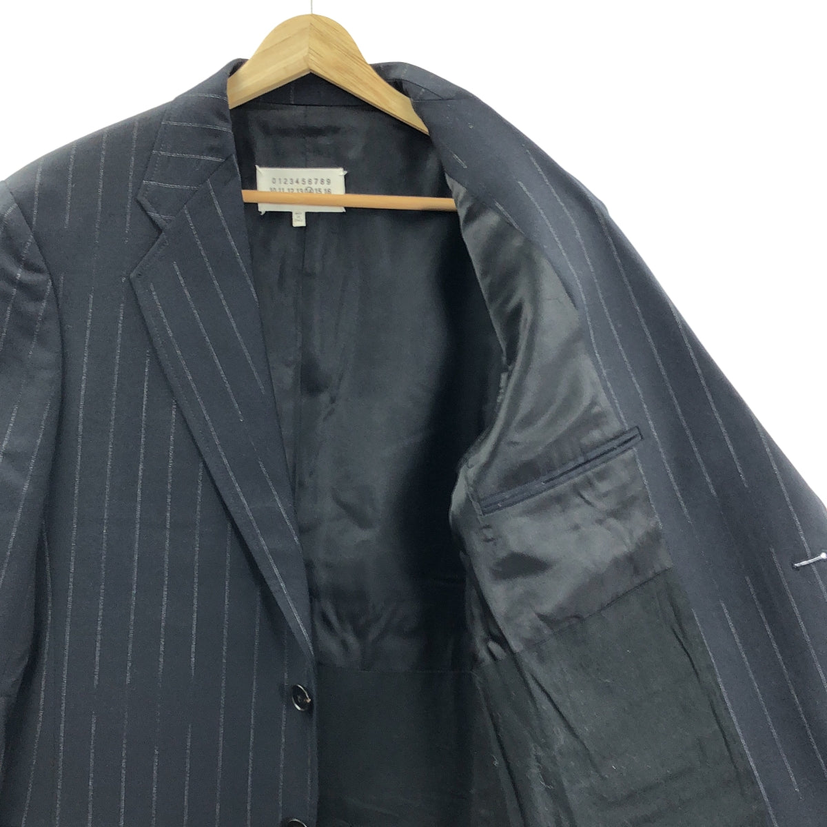 Maison Margiela / メゾンマルジェラ | 2017SS | STRIPE SUIT JACKET ウール ストライプ 2B テーラードジャケット | 48 | ネイビー | メンズ