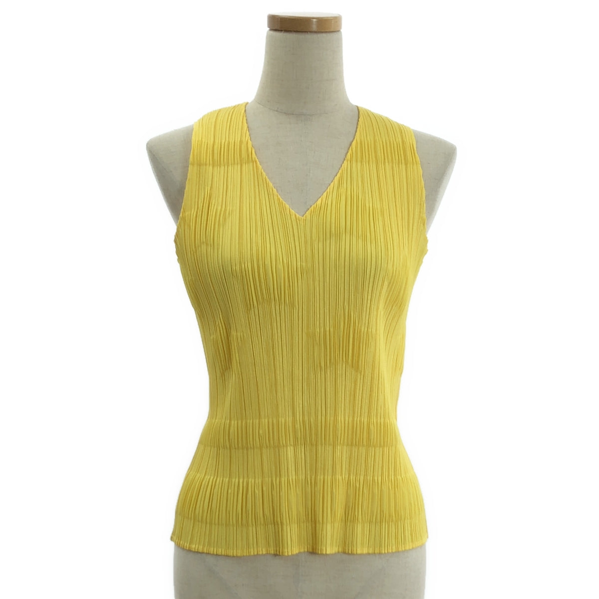【美品】  PLEATS PLEASE ISSEY MIYAKE / プリーツプリーズイッセイミヤケ | 星柄 スター エンボス ノースリーブ プルオーバー | 4 | イエロー | レディース