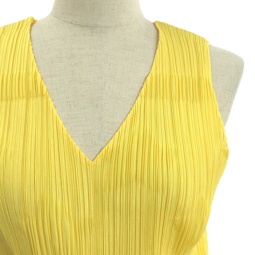 【美品】  PLEATS PLEASE ISSEY MIYAKE / プリーツプリーズイッセイミヤケ | 星柄 スター エンボス ノースリーブ プルオーバー | 4 | イエロー | レディース