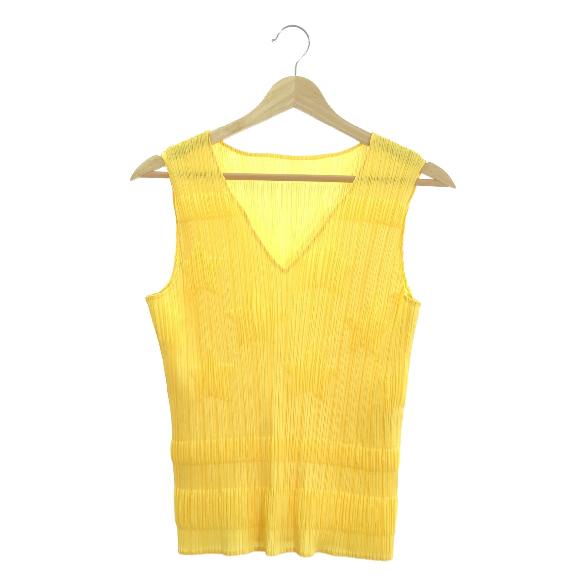 【美品】  PLEATS PLEASE ISSEY MIYAKE / プリーツプリーズイッセイミヤケ | 星柄 スター エンボス ノースリーブ プルオーバー | 4 | イエロー | レディース