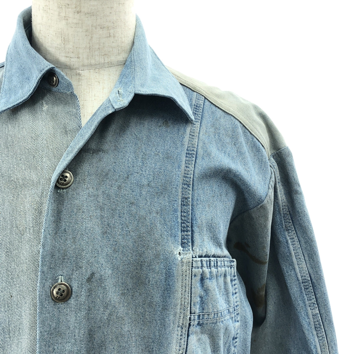 GREG LAUREN / グレッグローレン | OVERALL COLLARED BOXY DENIM / 再構築 デニム オーバー カバーオール ジャケット | 1 | インディゴ | メンズ