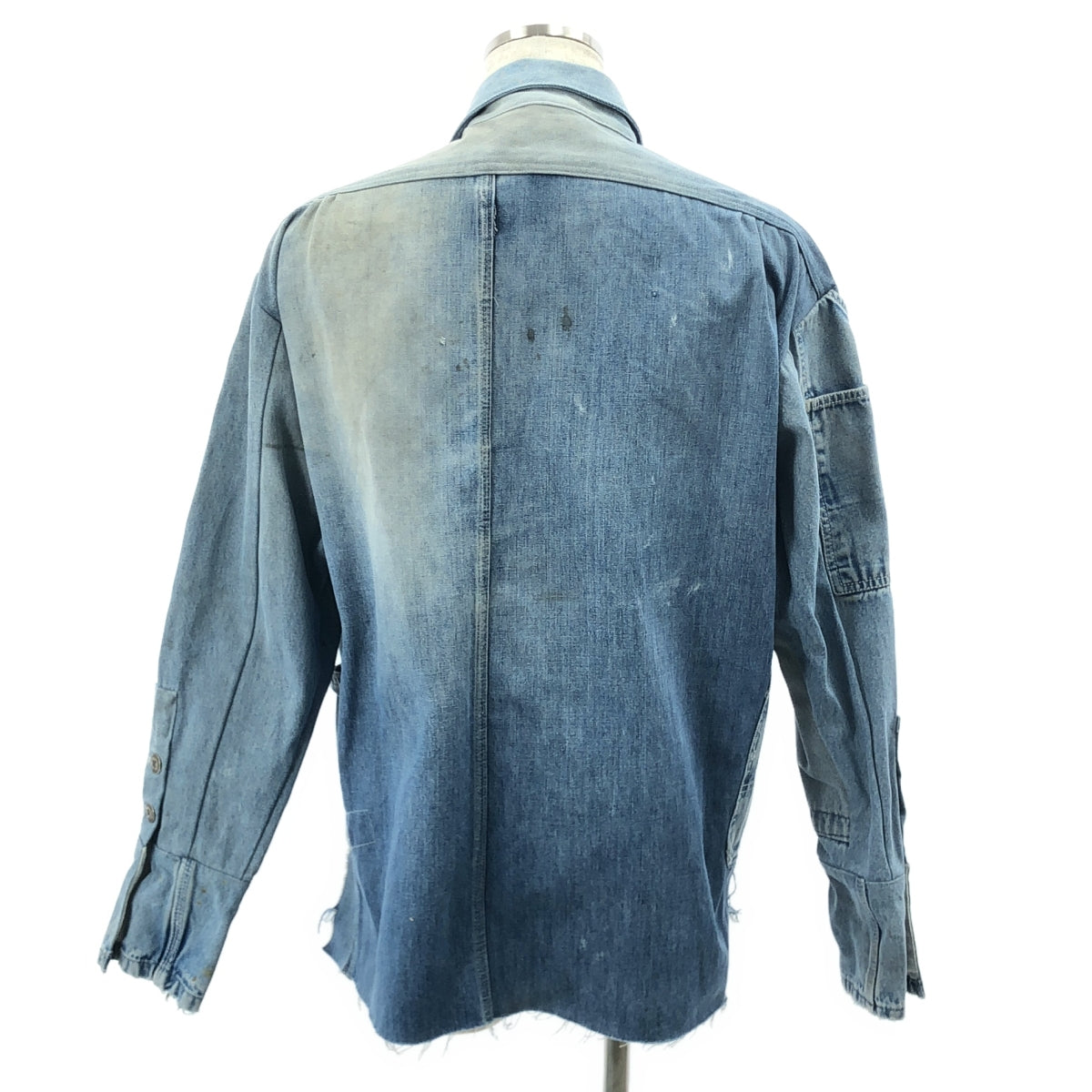 GREG LAUREN | 有領寬鬆牛仔連身衣 | 重構牛仔外套 | 尺寸 1 | 靛藍 | 男款