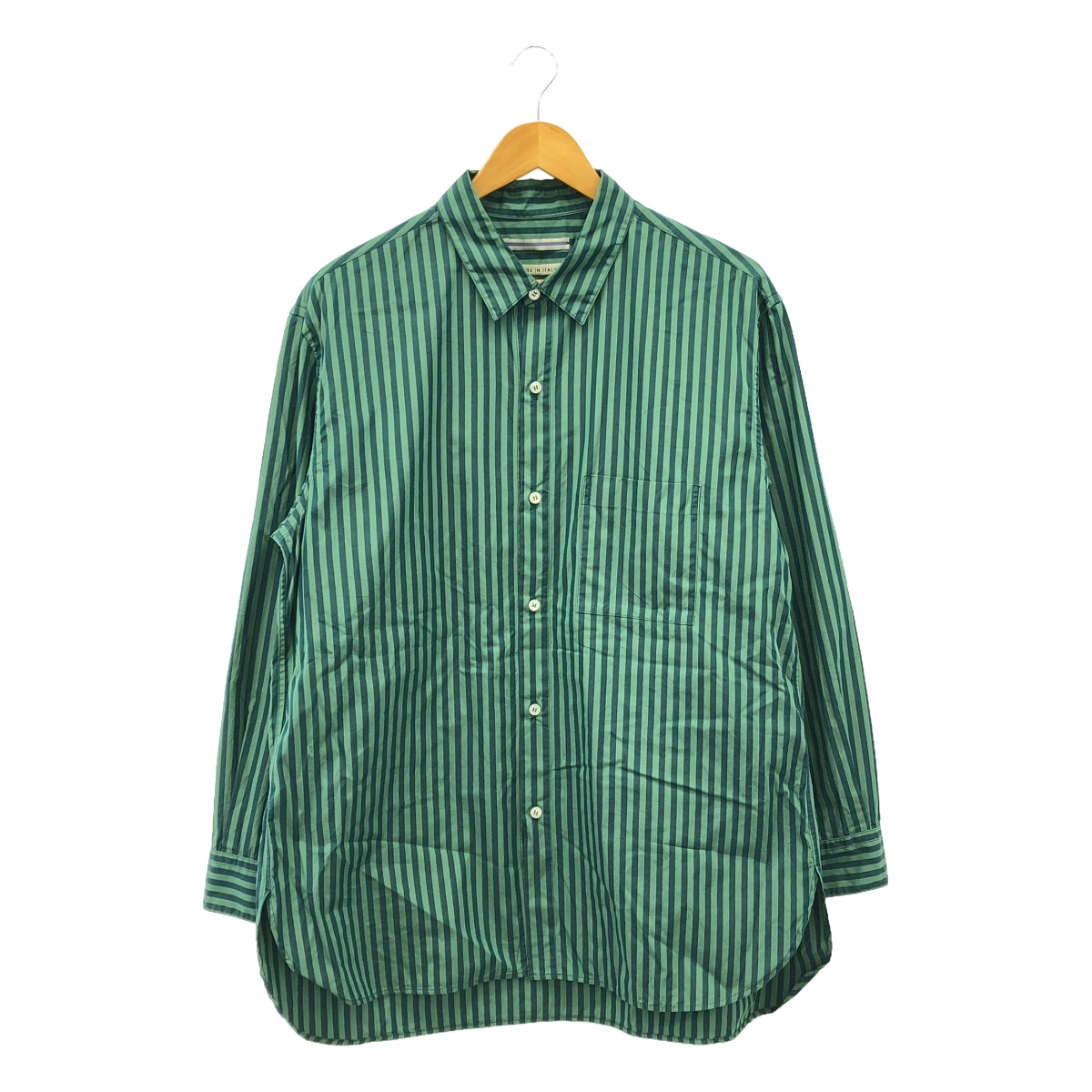 Cristaseya / 크리스타세야 | 2022SS | CLASSIC COLLAR SHIRT 셔츠 | XL | 그린 스트라이프 | 남성