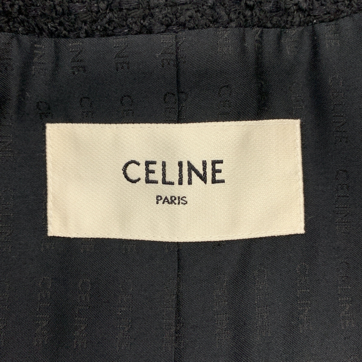 CELINE / セリーヌ | ブークレツイード 金ボタン ノーカラー ジャケット | 34 | レディース