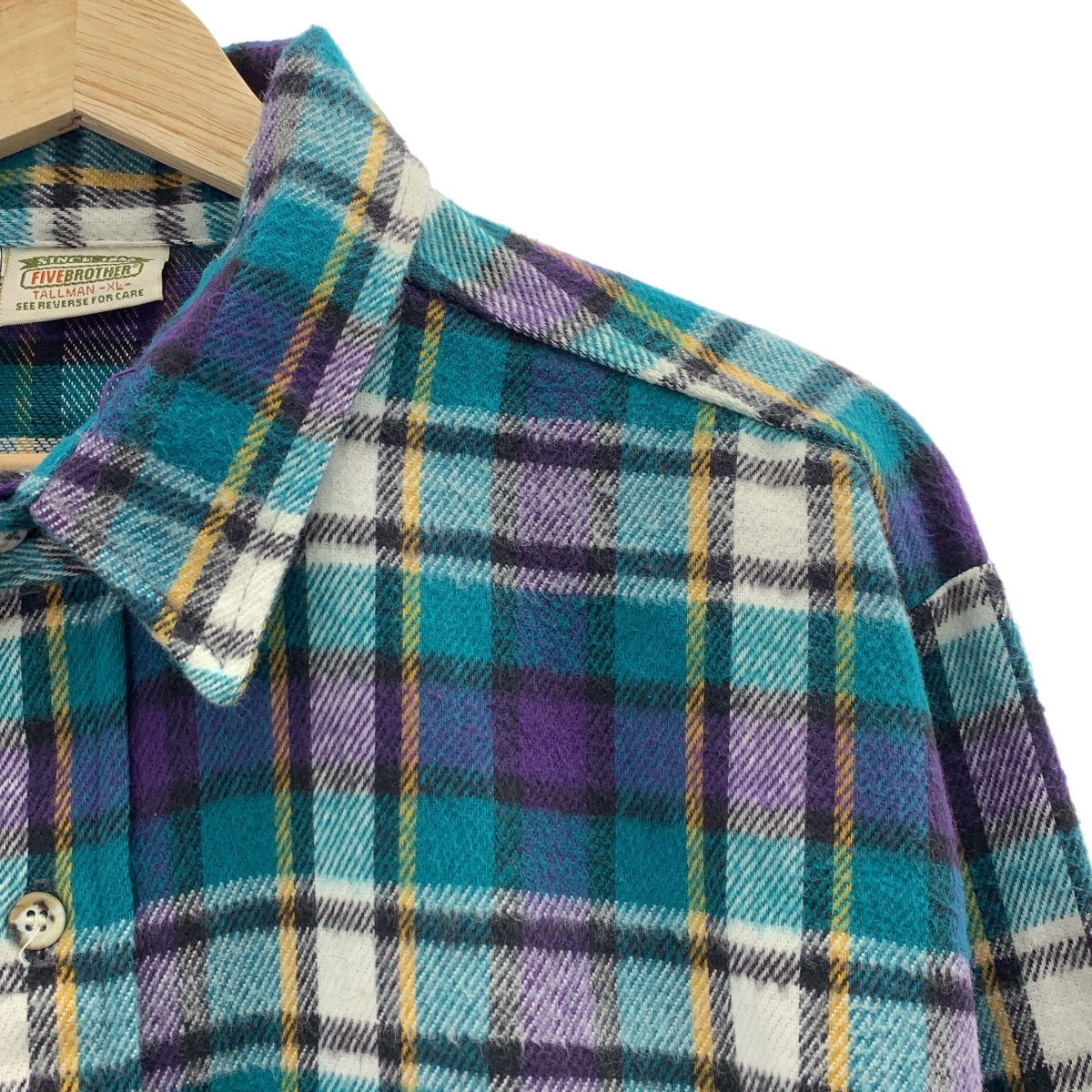 五兄弟 | 90 年代 | 復古美國製造棉質法蘭絨格紋襯衫 | XL 號 | 男款
