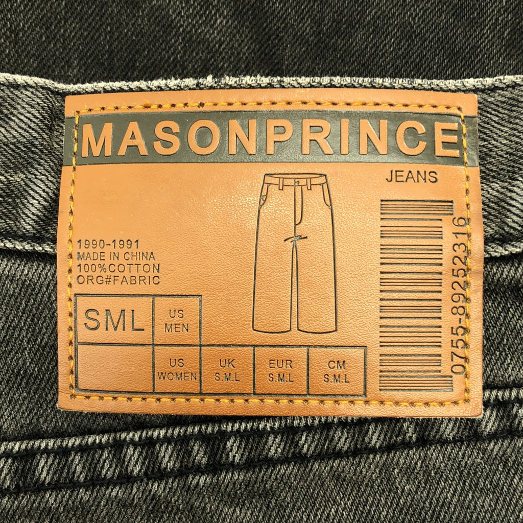 MASONPRINCE / 메이슨 프린스 | 가죽 패치 블랙 데님 팬츠 |