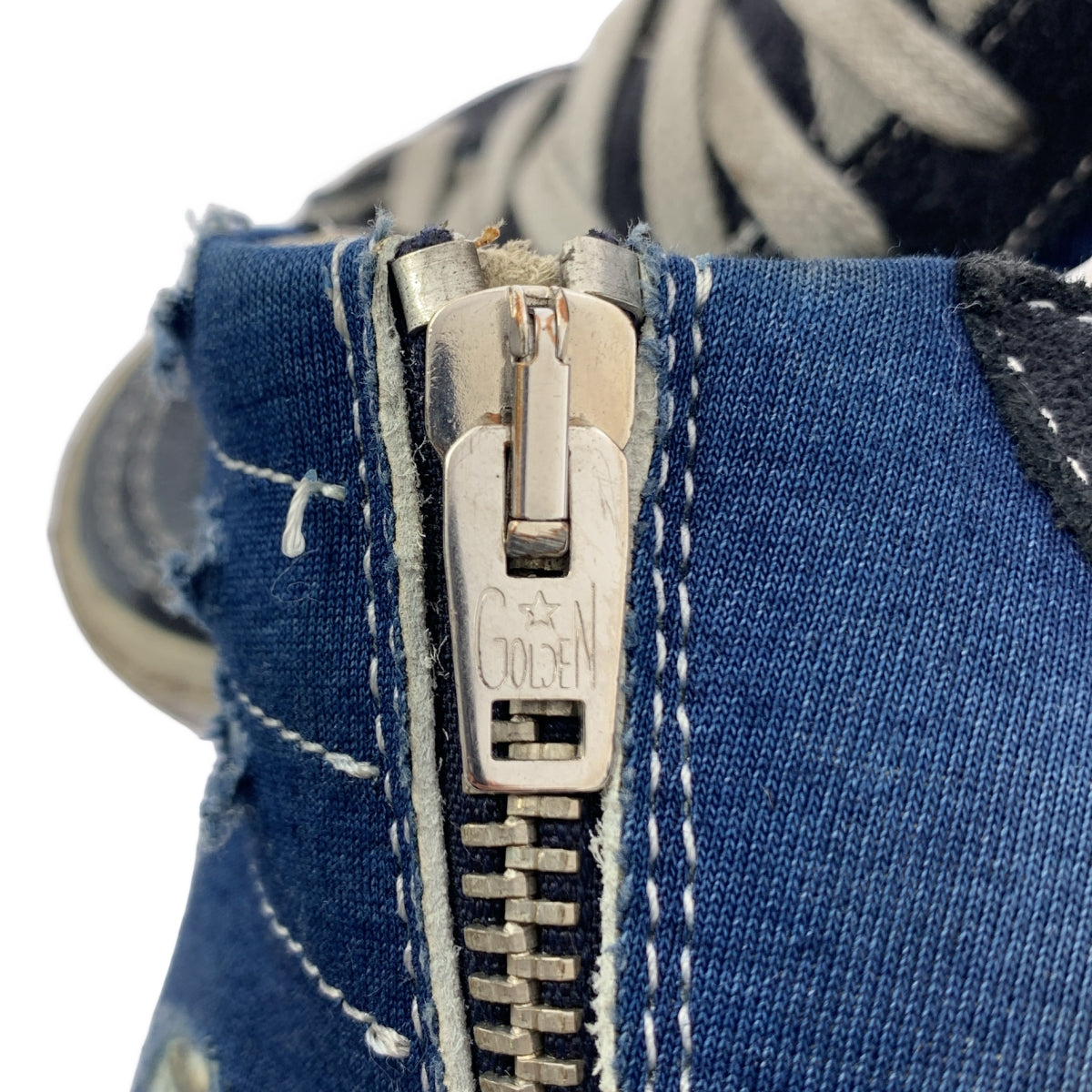 【美品】  L'Appartement / アパルトモン | 【 GOLDEN GOOSE / ゴールデングース 】 HIGH CUT SNEAKERS / ダメージ加工 サイドジップ ハイカット スニーカー | 35 | ネイビー/ブラック | レディース