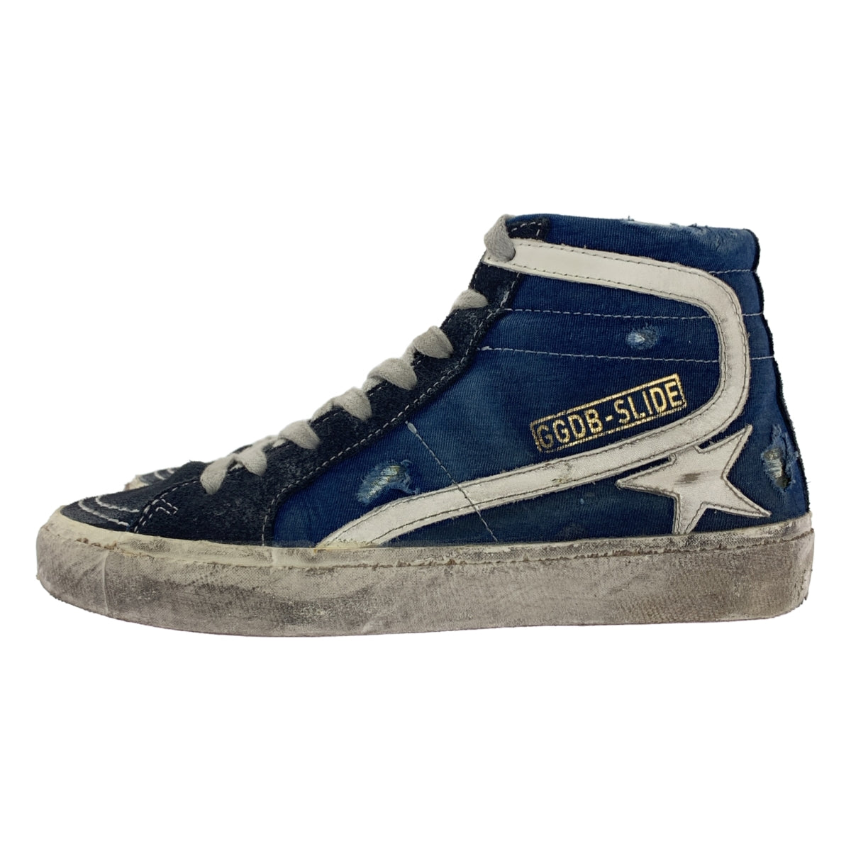 【美品】  L'Appartement / アパルトモン | 【 GOLDEN GOOSE / ゴールデングース 】 HIGH CUT SNEAKERS / ダメージ加工 サイドジップ ハイカット スニーカー | 35 | ネイビー/ブラック | レディース