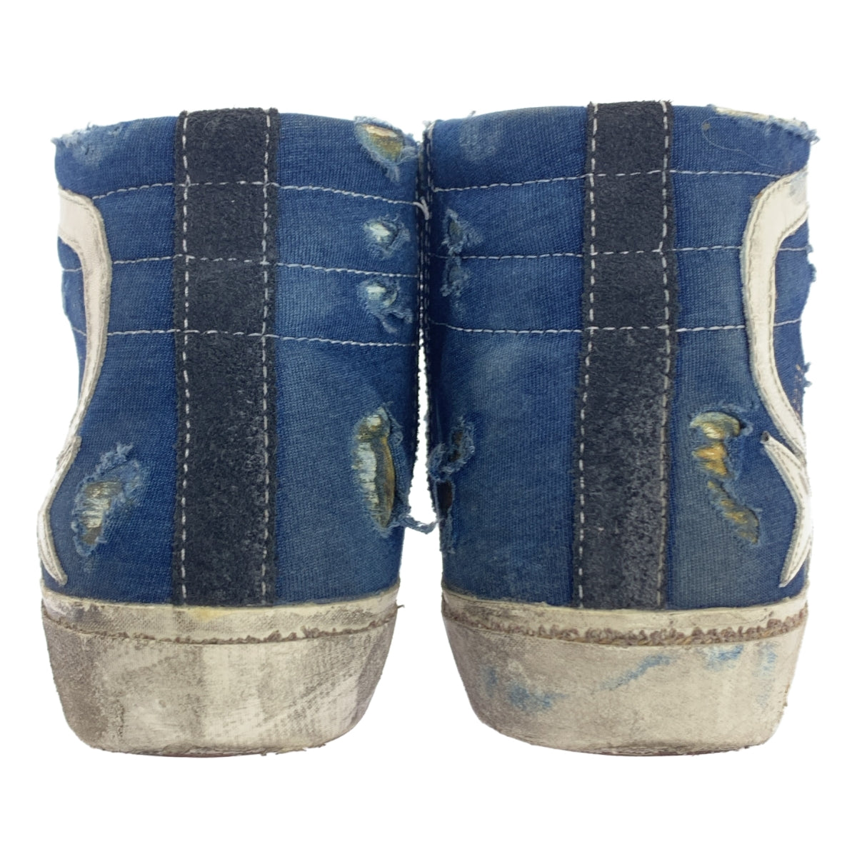 【美品】  L'Appartement / アパルトモン | 【 GOLDEN GOOSE / ゴールデングース 】 HIGH CUT SNEAKERS / ダメージ加工 サイドジップ ハイカット スニーカー | 35 | ネイビー/ブラック | レディース
