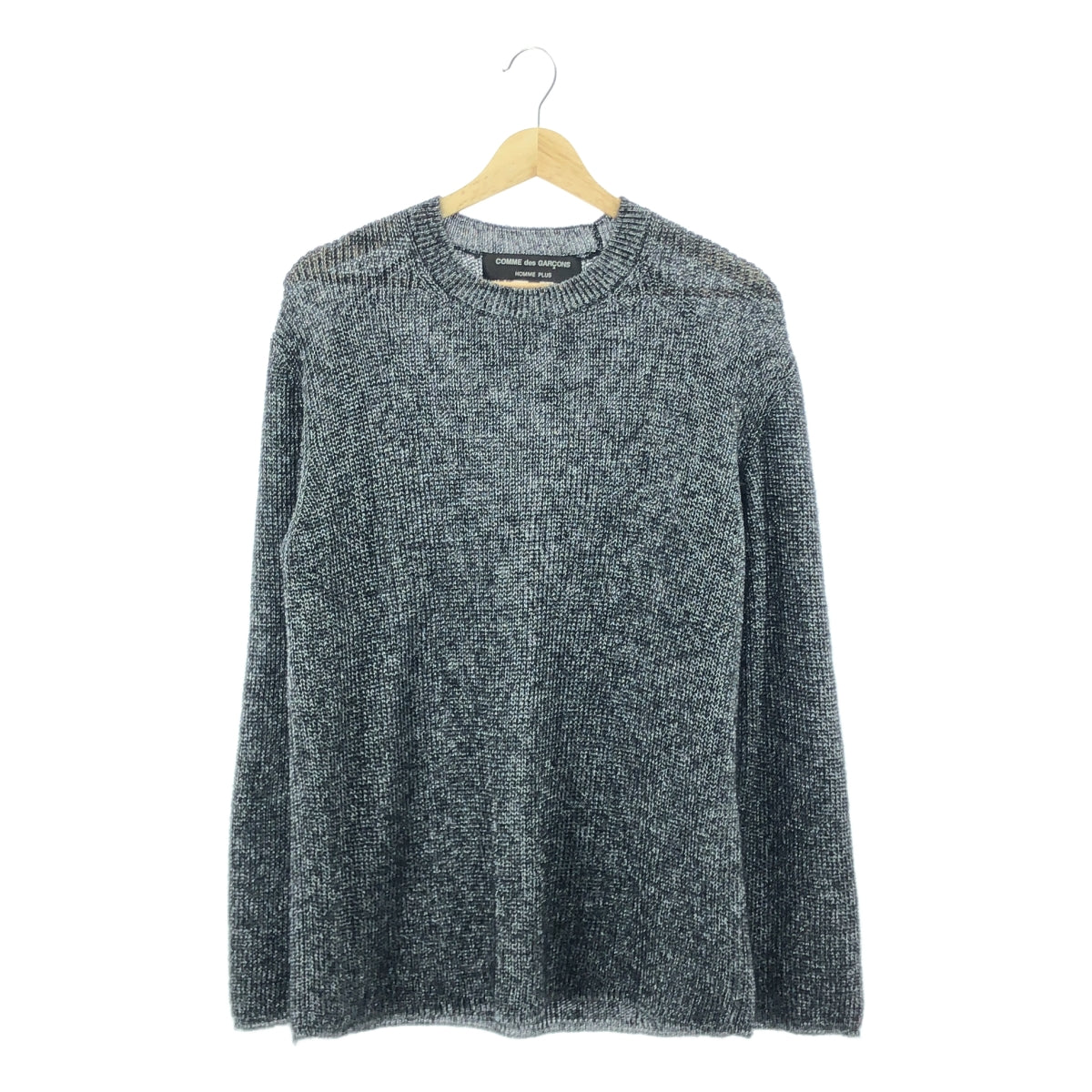 [近全新] COMME des GARÇONS HOMME PLUS | 2021 春夏 | 銀色針織圓領金屬人造絲馬海毛針織衫 | M 碼 | 銀色 | 男款