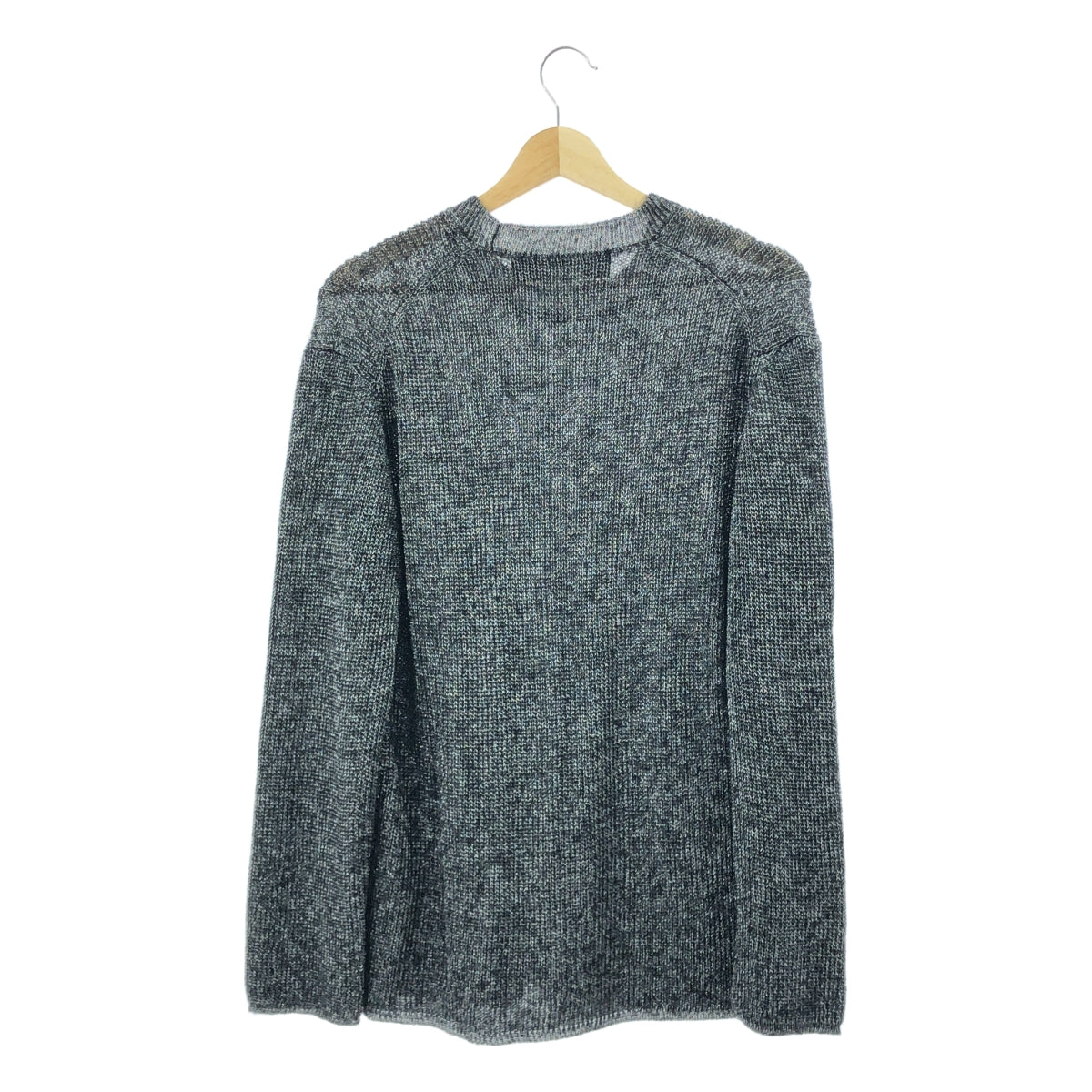 [近全新] COMME des GARÇONS HOMME PLUS | 2021 春夏 | 銀色針織圓領金屬人造絲馬海毛針織衫 | M 碼 | 銀色 | 男款