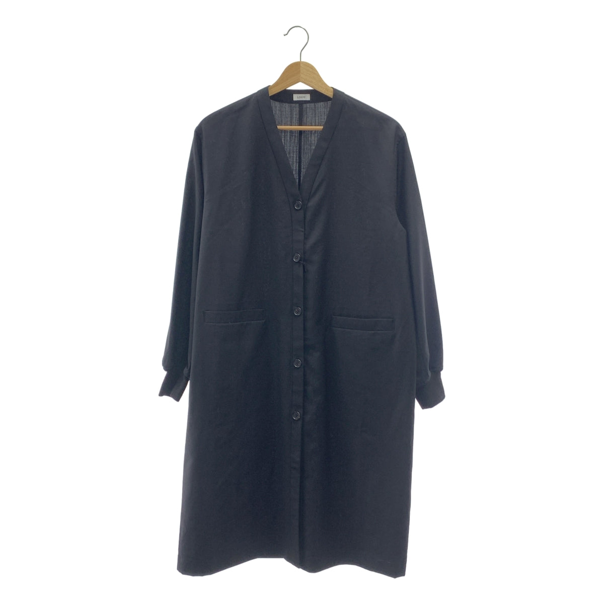 【新品】  LOEFF / ロエフ | Vネック ウール 長袖 ワンピース | 0 | ブラック | レディース