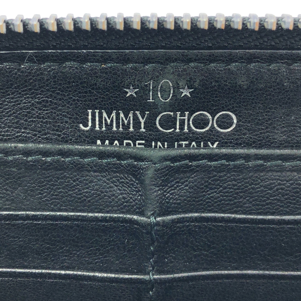 JIMMY CHOO | 皮革鉚釘彩虹圓形拉鍊皮夾 / 男女通用 | 黑色 | 男士