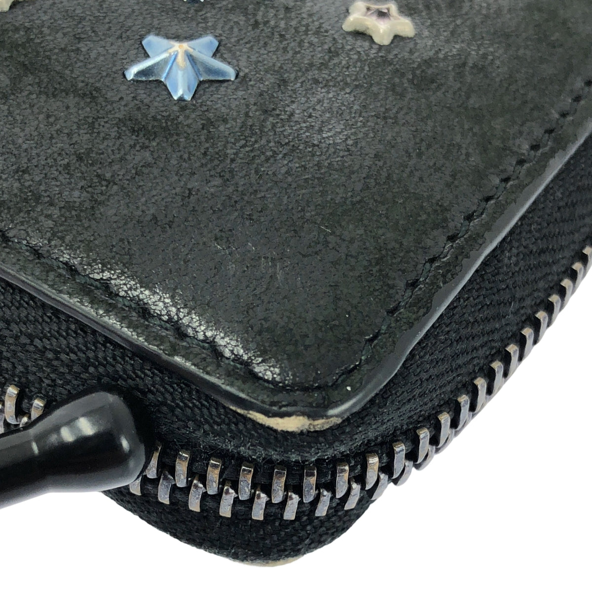 JIMMY CHOO | 皮革鉚釘彩虹圓形拉鍊皮夾 / 男女通用 | 黑色 | 男士