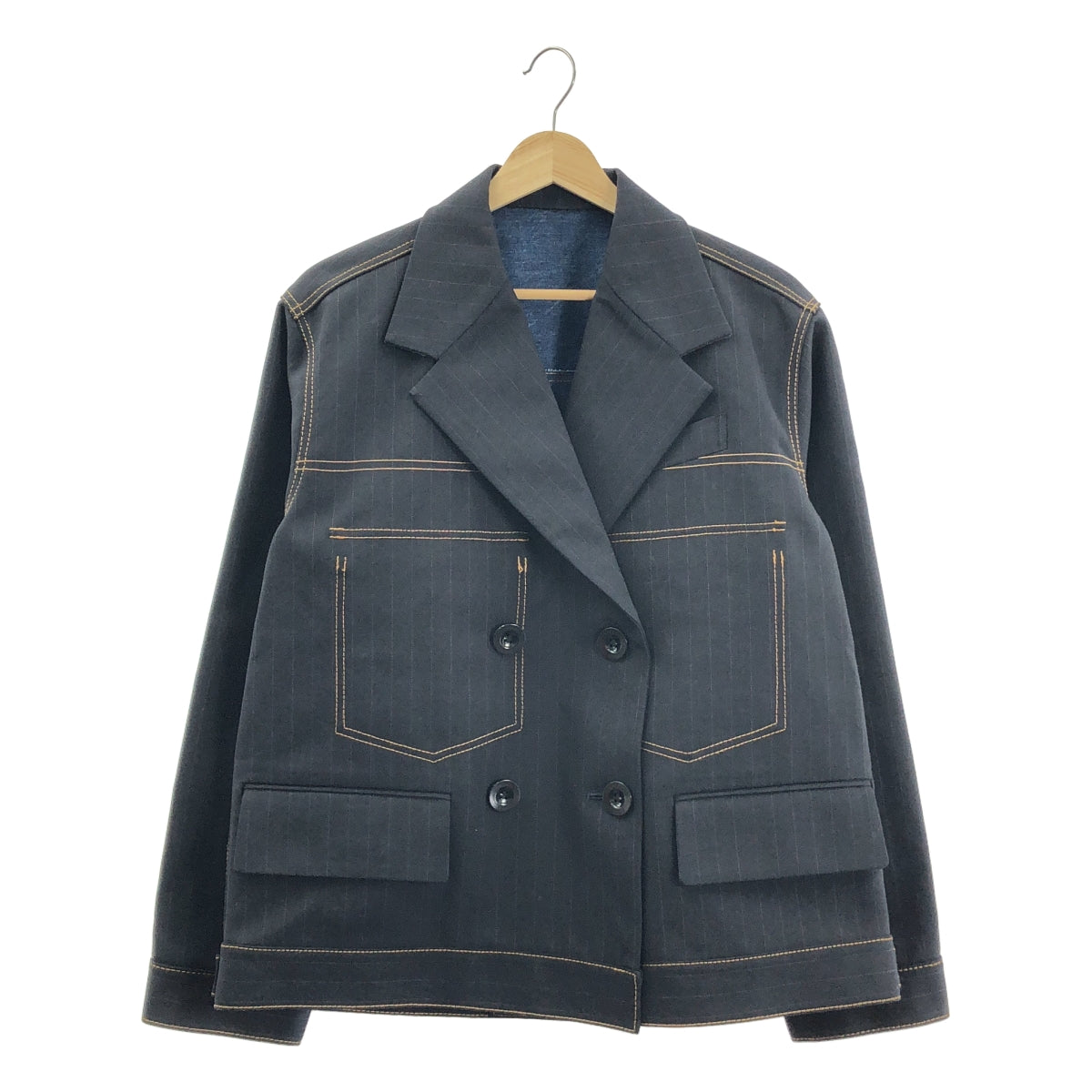 sacai | 2024SS | 粉筆條紋黏合夾克，可雙面穿 | 尺寸 1 | 女款