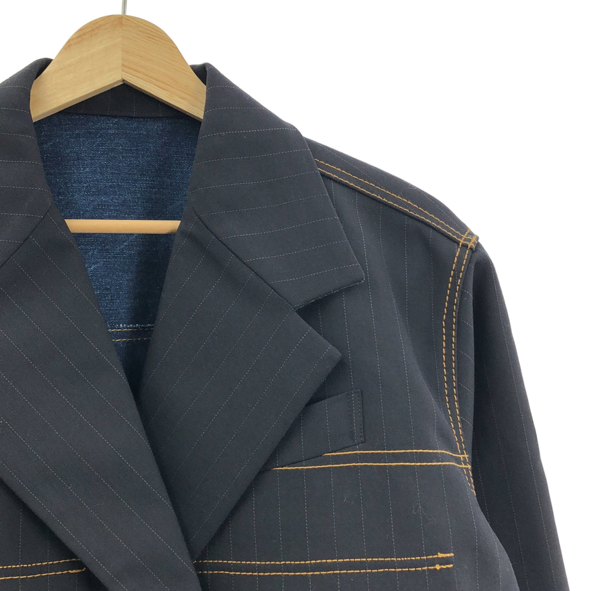 sacai / 사카이 | 2024SS | Chalk Stripe Bonding Jacket 뒤집을