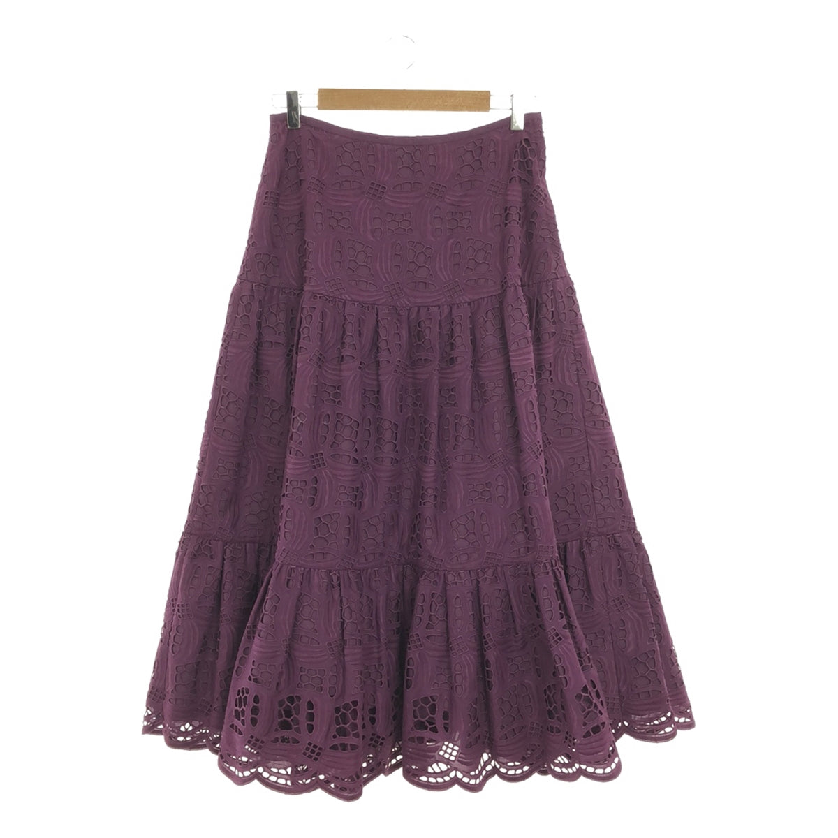 [Beautiful Condition] Drawer | Cotton Embroidered Gathered Skirt / Fully Lined | Size 38 | Purple | Women's