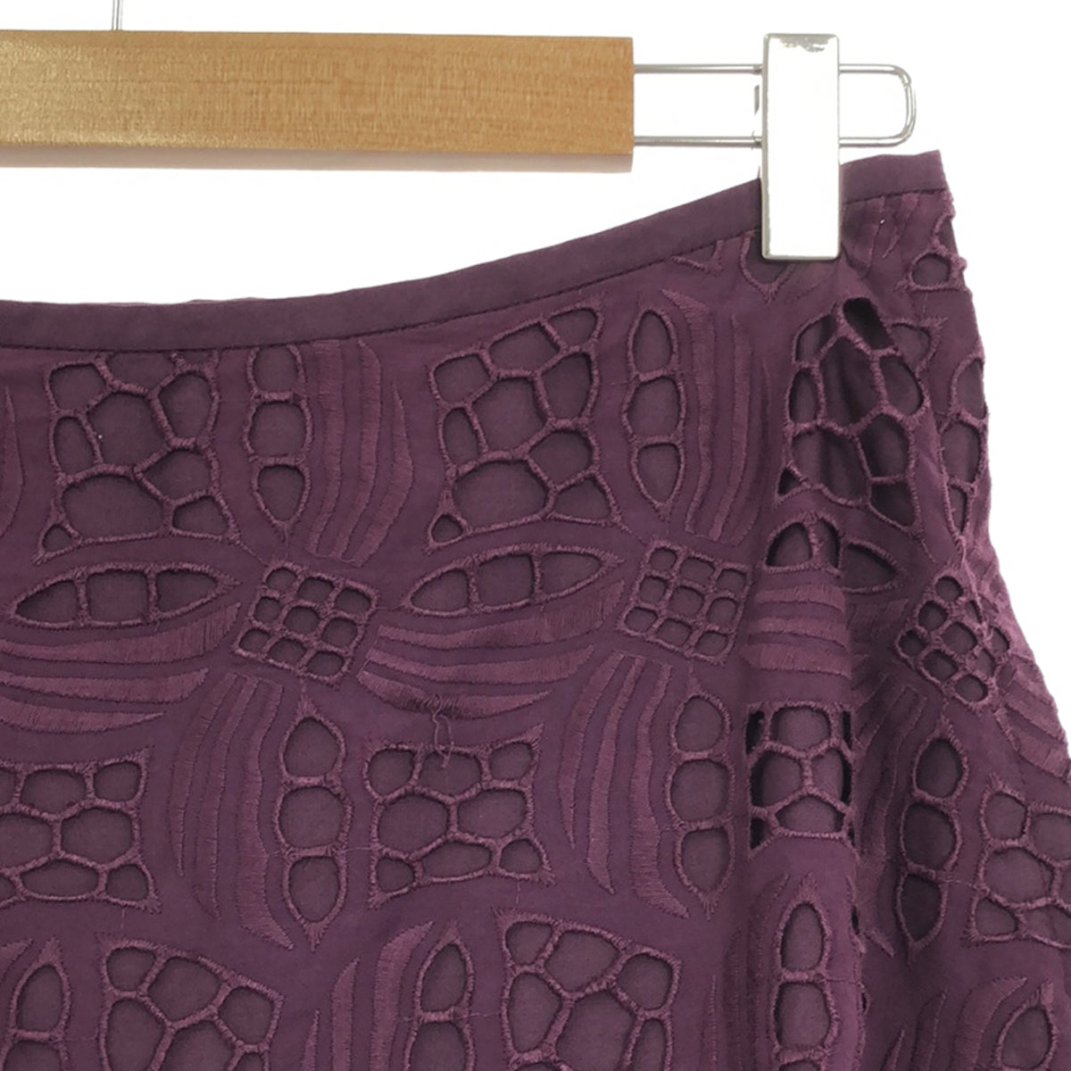 [Beautiful Condition] Drawer | Cotton Embroidered Gathered Skirt / Fully Lined | Size 38 | Purple | Women's