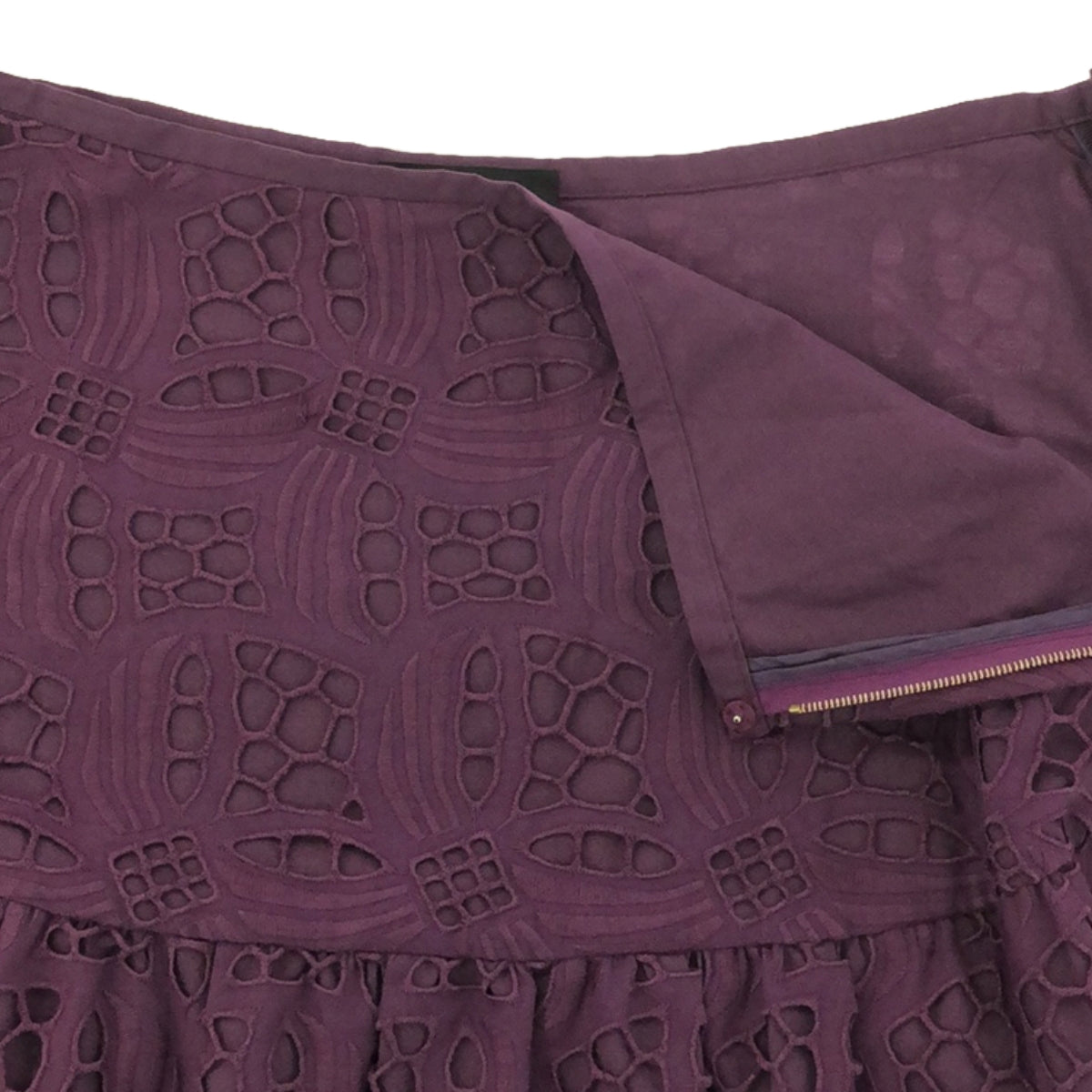 [Beautiful Condition] Drawer | Cotton Embroidered Gathered Skirt / Fully Lined | Size 38 | Purple | Women's